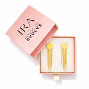 Golden Heart Tassel Earrings