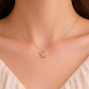 Blush Butterfly CrystalPendant with Chain with pendant