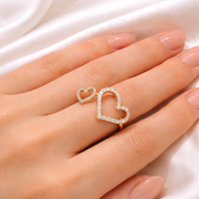 Twin Heart Spark Adjustable Ring