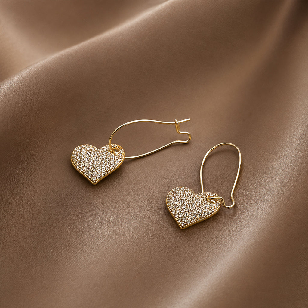 Gold Heart Hoops