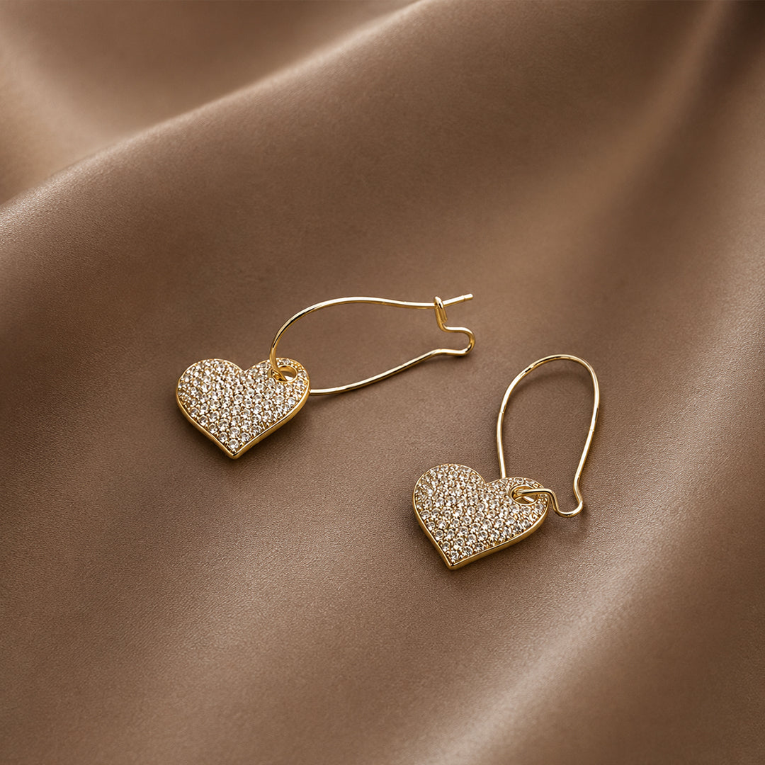 Gold Heart Hoops