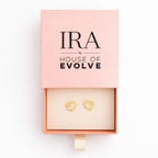 Golden Half Ivory Heart Studs