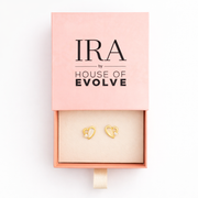 Golden Half Ivory Heart Studs