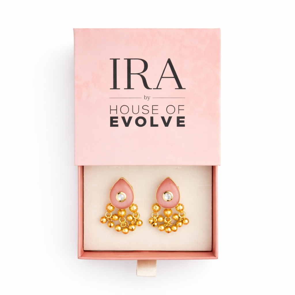 blush Petal ghungroo drop earrings