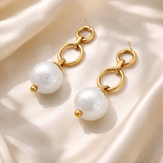 Golden Orbit Pearl Earrings