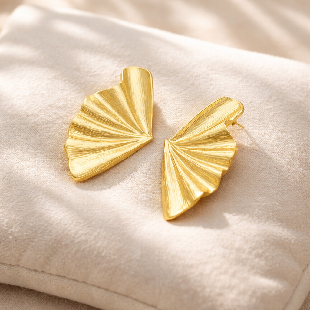 Fan Flair Gold Earrings