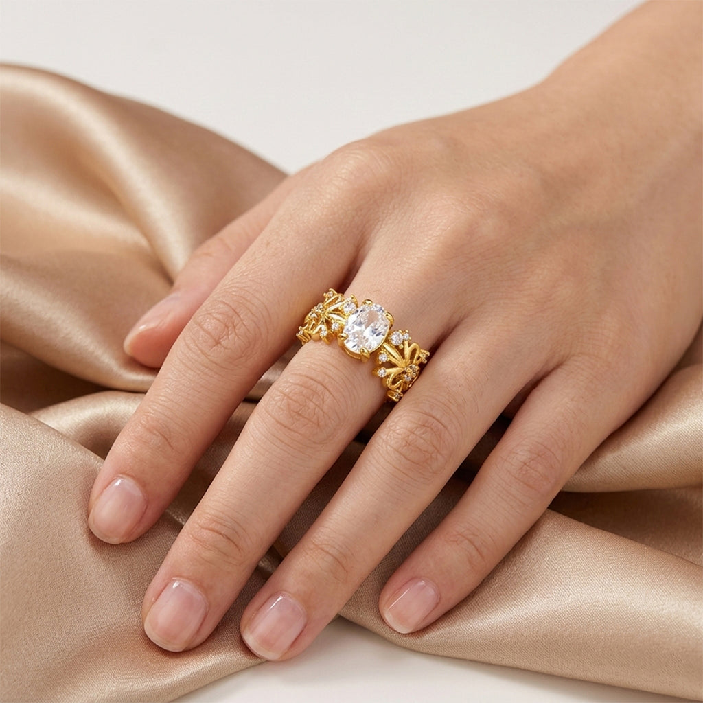 Flora Bloom Crystal Adjustable Ring