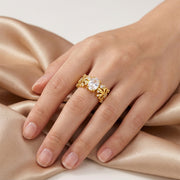 Flora Bloom Crystal Adjustable Ring