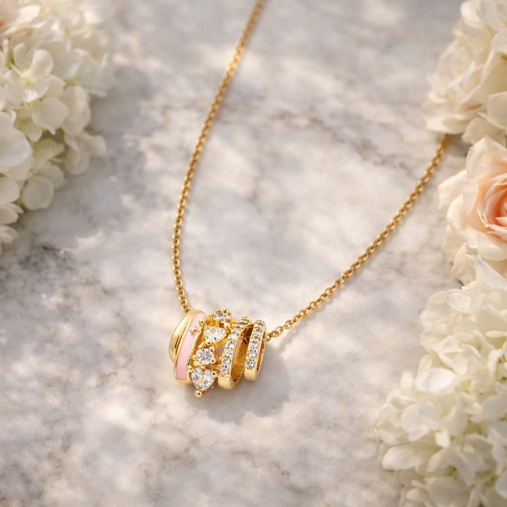 Blush Orbit Pendant with Chain with pendant
