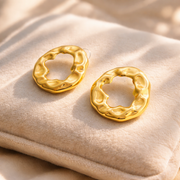 Sculpted Gold Texture Hoop Earrings