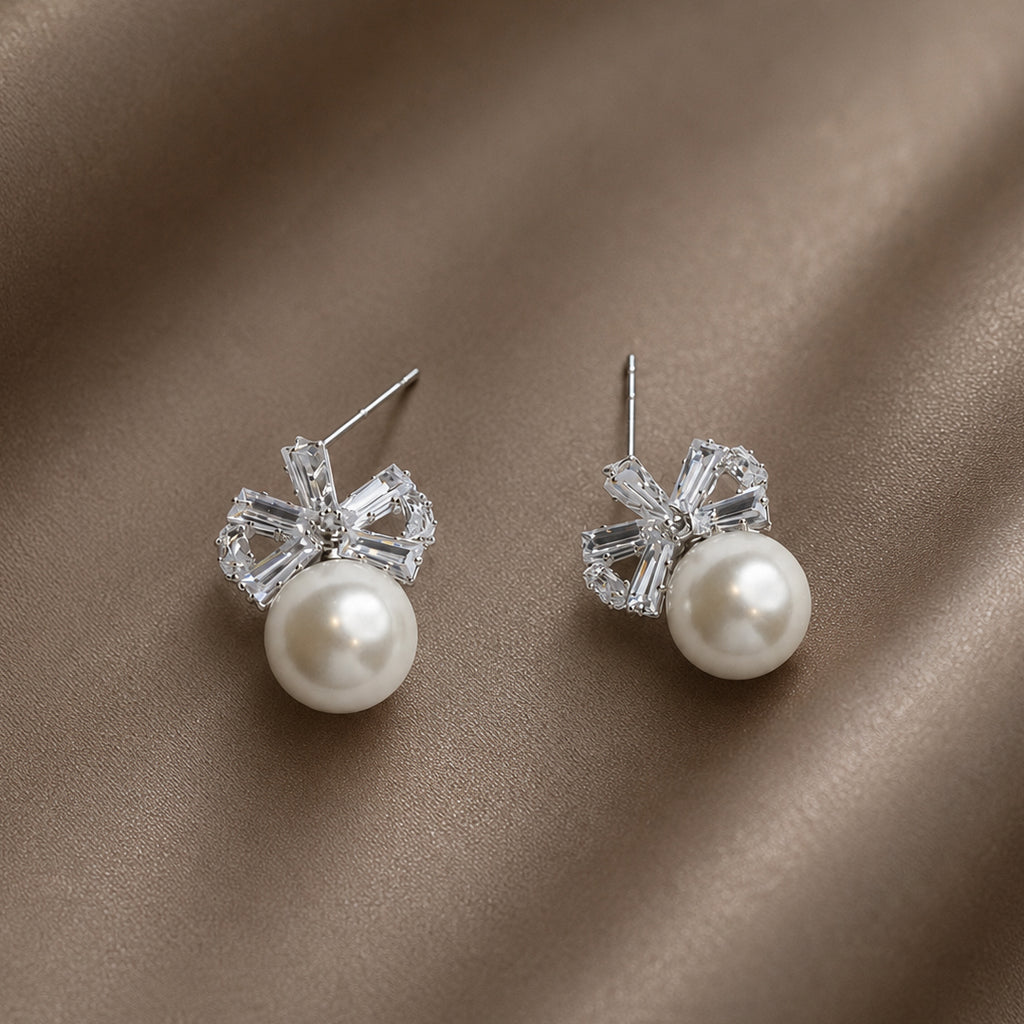 Pearl And Bow Studs