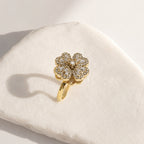 Rotating Floral Studded Ring
