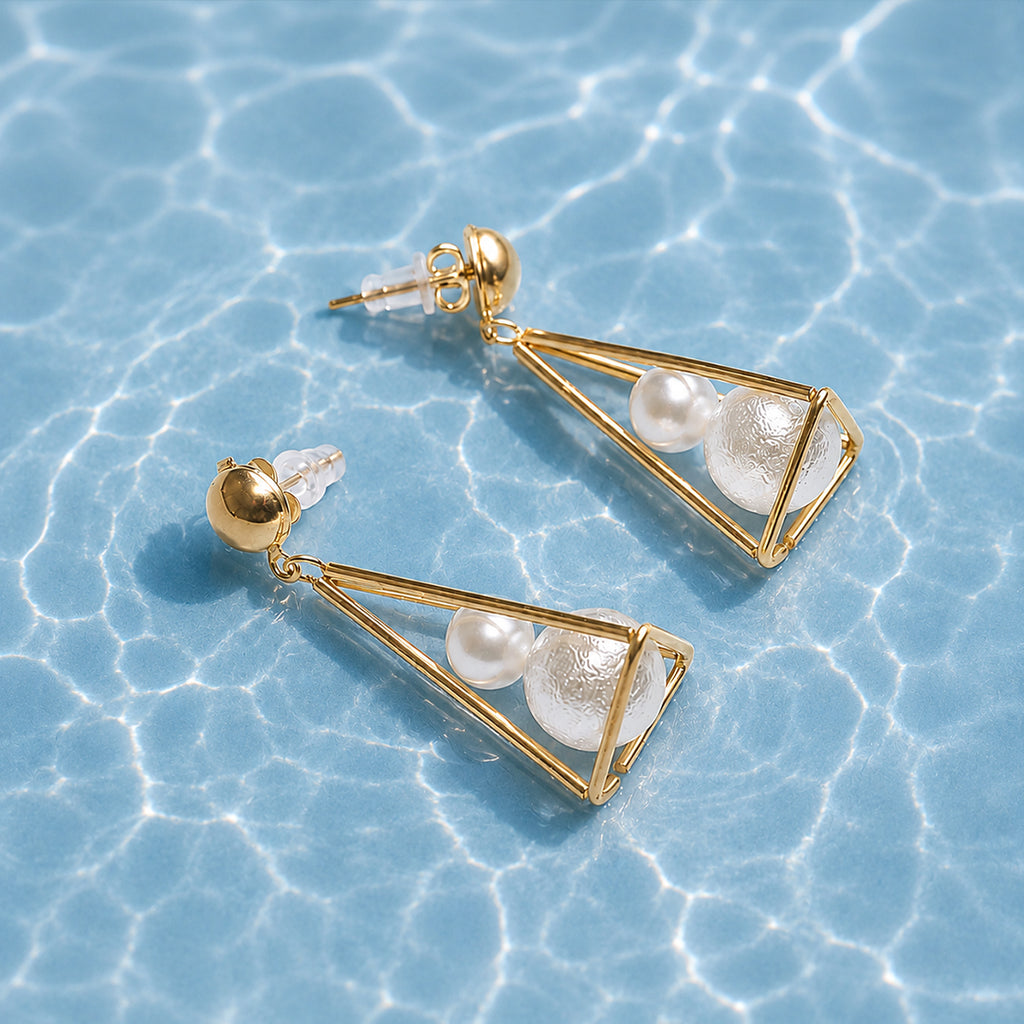 Pearl Pyramid Dangle Earrings