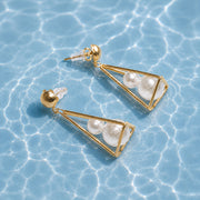 Pearl Pyramid Dangle Earrings