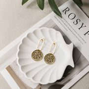 Floral Disk Hoop Earrings