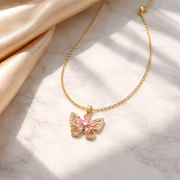 Blush Butterfly CrystalPendant with Chain with pendant