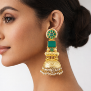 Noor Jahan Emerald Kashmiri Jhumka earring
