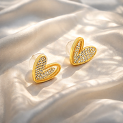 Golden Spark Heart Stud Earrings