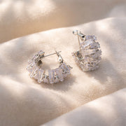 Aurora Baguette Curve Hoops Earrings