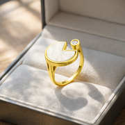 adjustable gold-plated Pac-Man ring