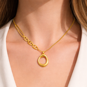 Golden Orbit Link Chain with pendant