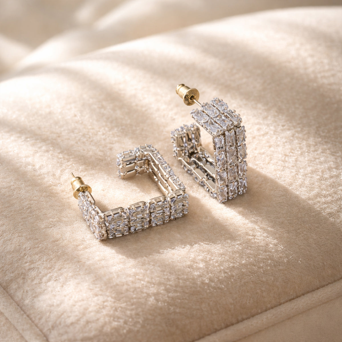 Crystal Royale Baguette Hoops Earrings