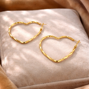 Golden Heart Hoops Earrings