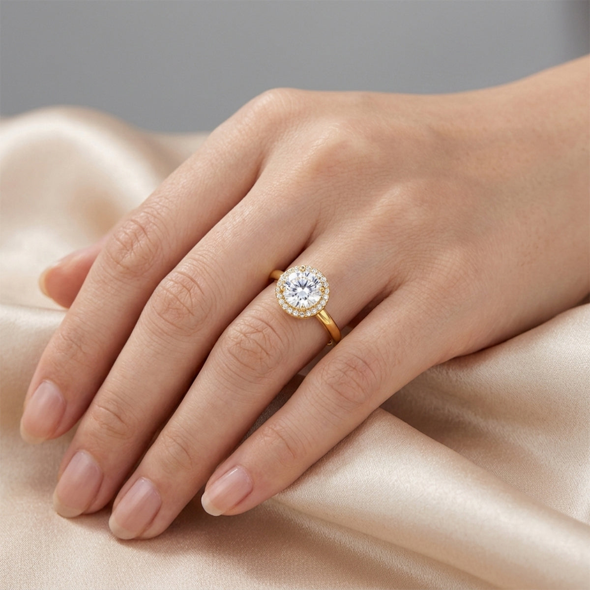 Regal Halo Crystal Adjustable Ring