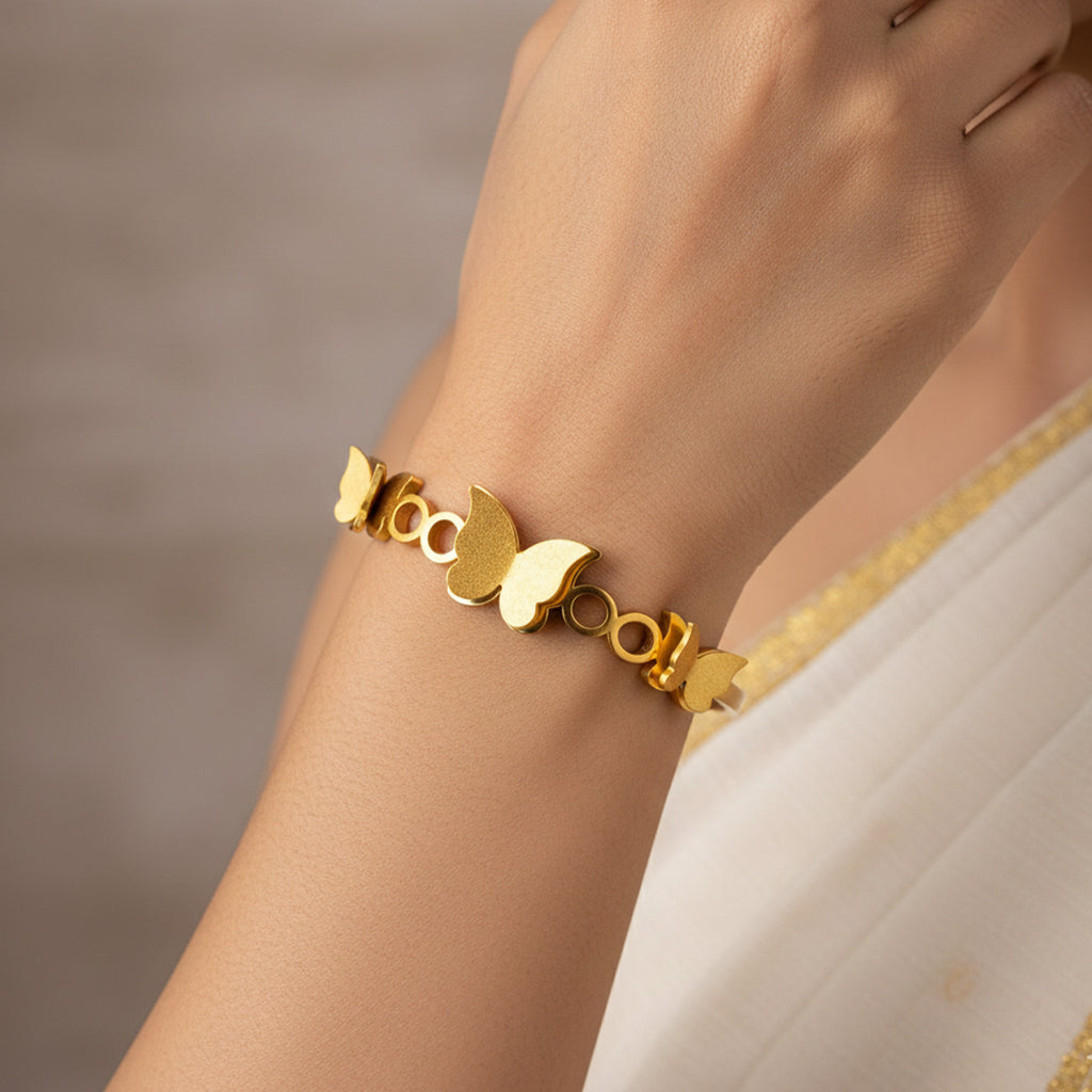 Golden Butterfly Charm Bangle