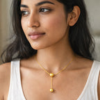 Golden Orb Lariat Necklaces