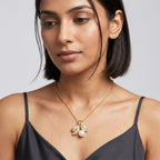 Crystal Leaf Pearl chain with pendant