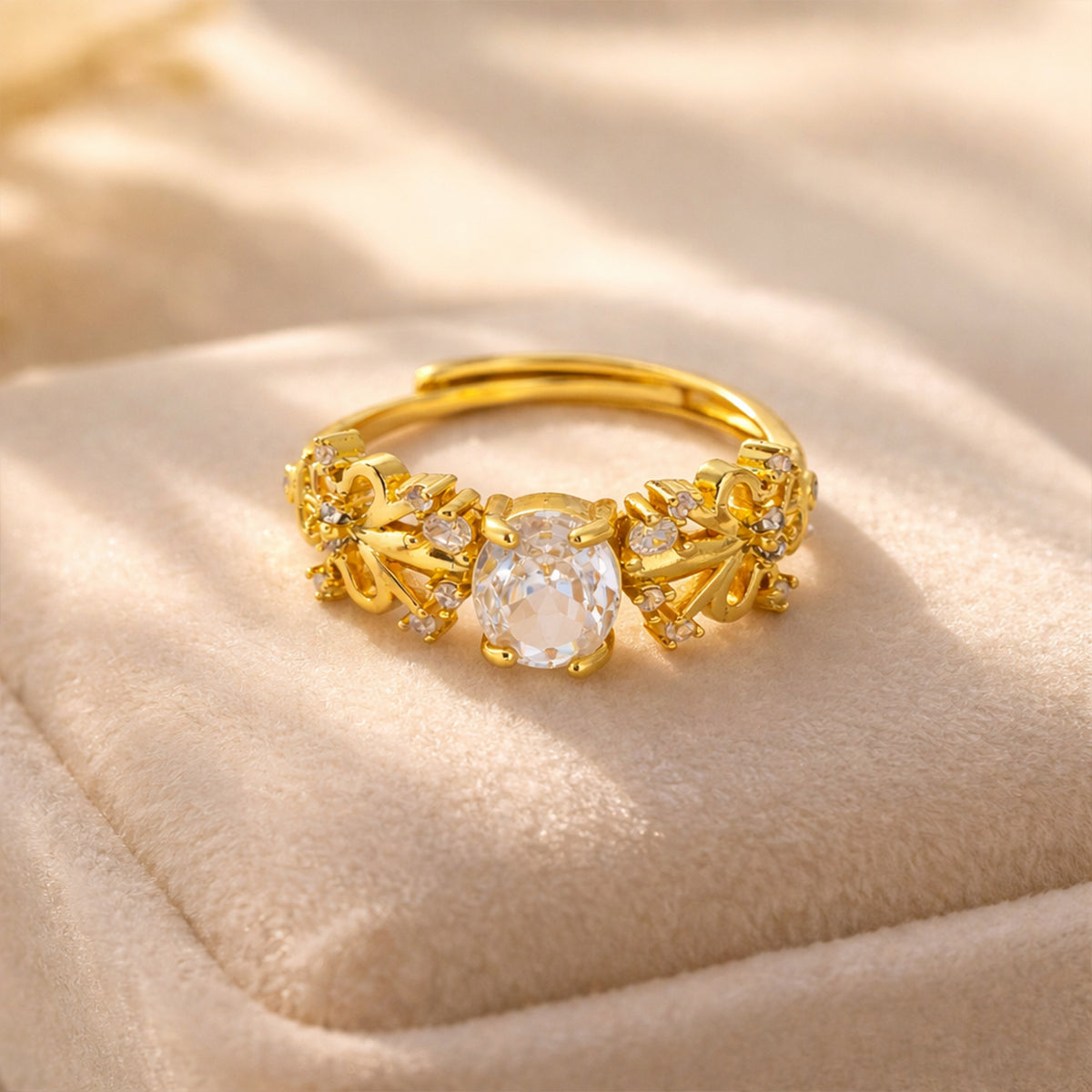 Flora Bloom Crystal Adjustable Ring