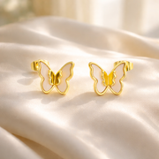 Golden Wing Butterfly Stud Earrings