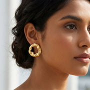 Sculpted Gold Texture Hoop Earrings