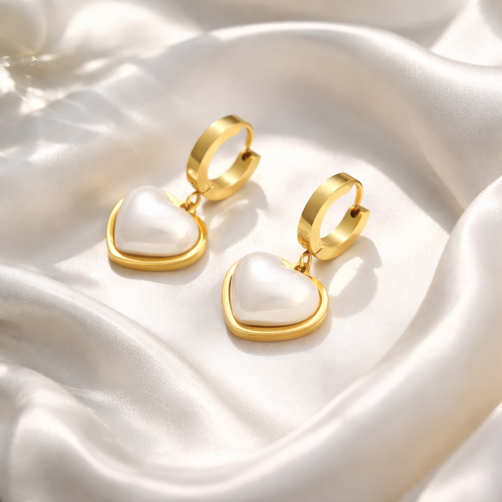 Linked Heart Chain with pendant Earrings
