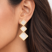 Ivory Glow Geometric Drop Earrings