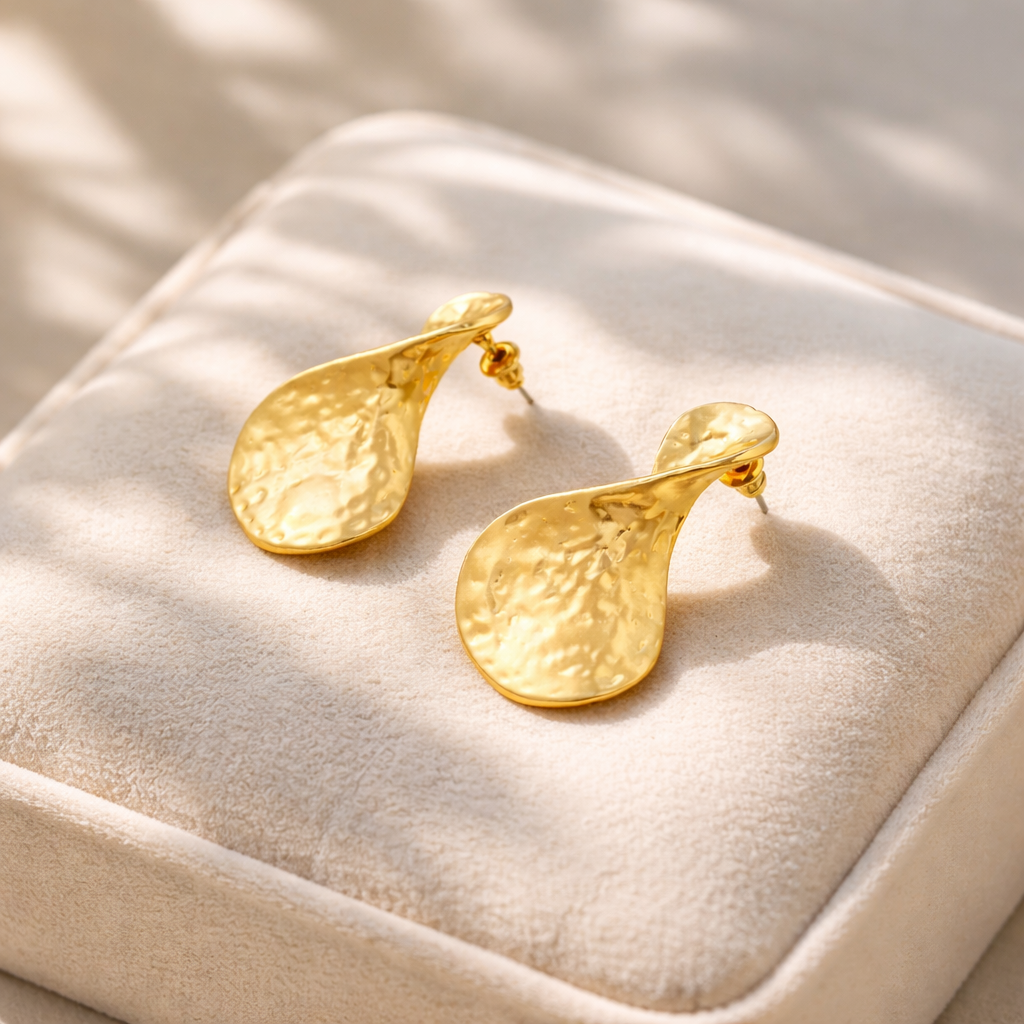 Aurora twisted Hammered Drop Earrings