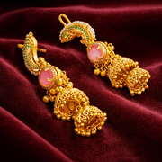Elysian Pink Stone Peacock kashmiri ear-cuff earring