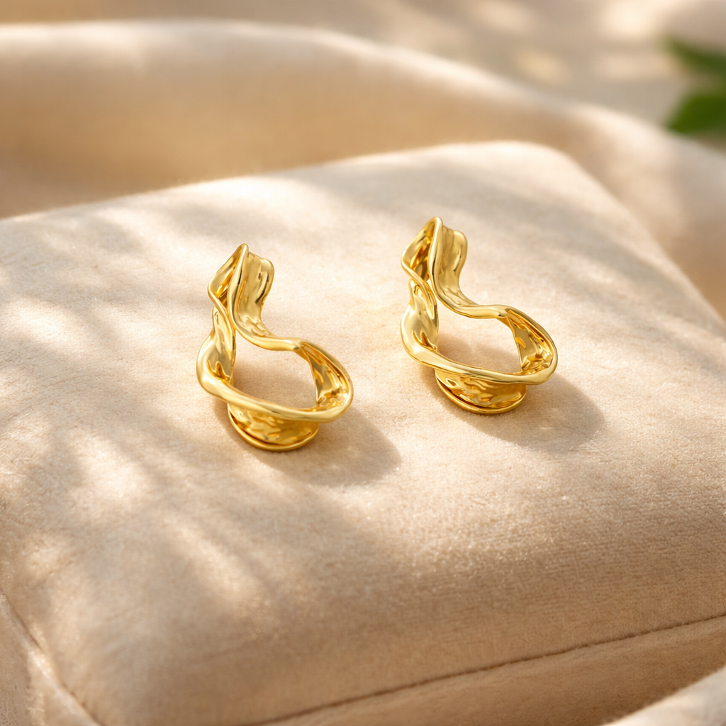 Golden Wave Statement Earrings