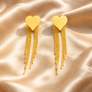 Golden Heart Tassel Earrings