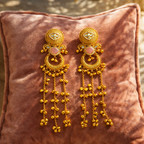 Chandbali Pink Stone kashmiri Jhumka Earrings