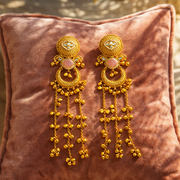 Chandbali Pink Stone kashmiri Jhumka Earrings