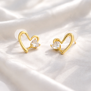 Crystal Embrace Open Heart Stud Earrings