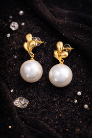 Golden Blossom Pearl Drop Earrings