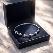 Evil Eye silver Charm Cable Bracelet