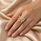 Celestial Bloom Crystal Flower Ring