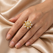Celestial Bloom Crystal Flower Ring