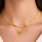 Golden Bow Layered pendant with Chain with pendant