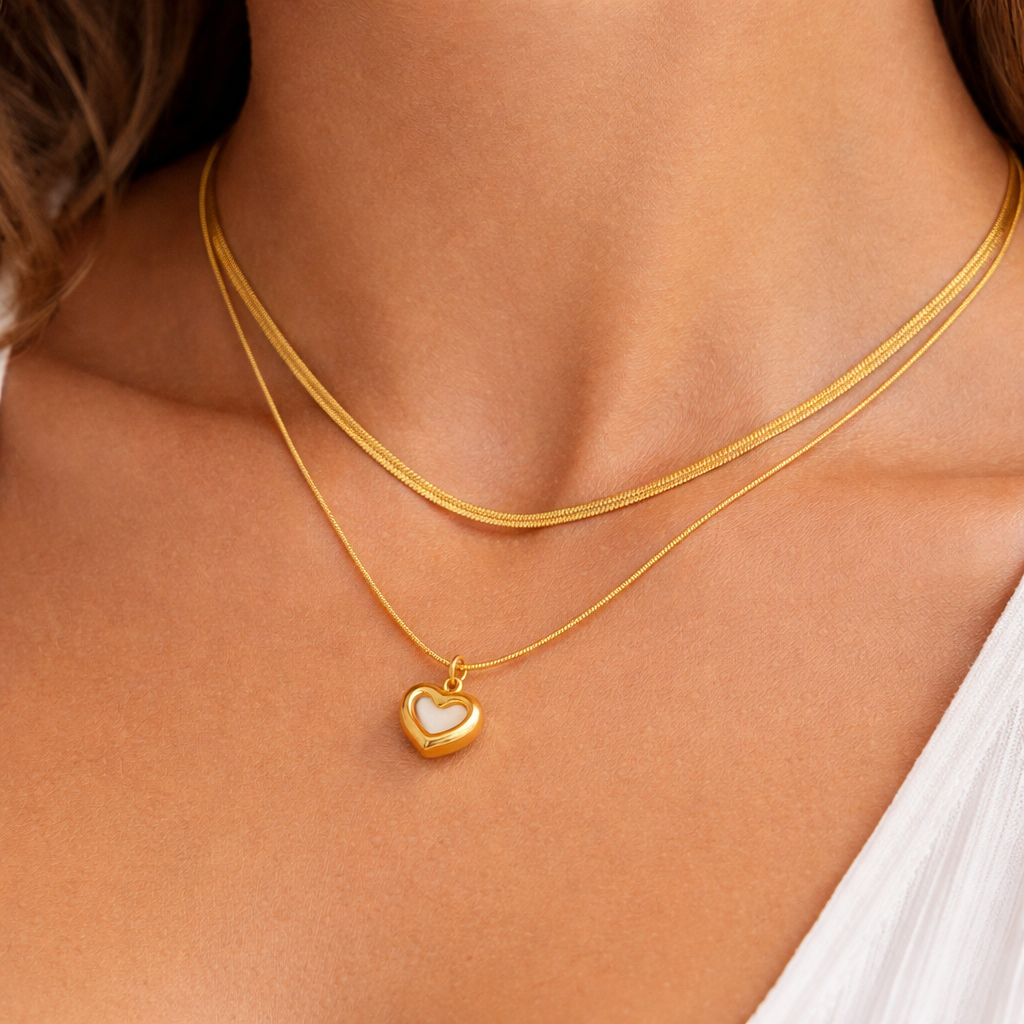 Ivory Heart Pendant with Chain with pendant