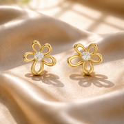 Floral Spark Gold Stud Earring